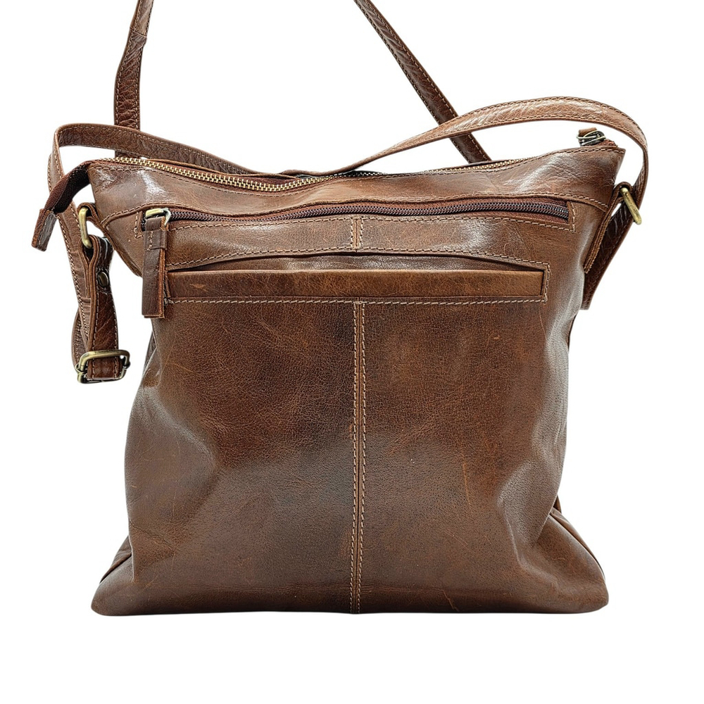Vintage Utility Leder Buck Leather Crossbody Messenger Bag Brown Everyday Carry - Picture 2 of 10